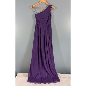 J Crew 00P 100% Silk One Shoulder Maxi Purple Formal Dress